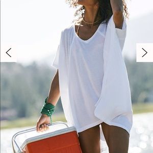 free people white poncho short sleeve top size xs